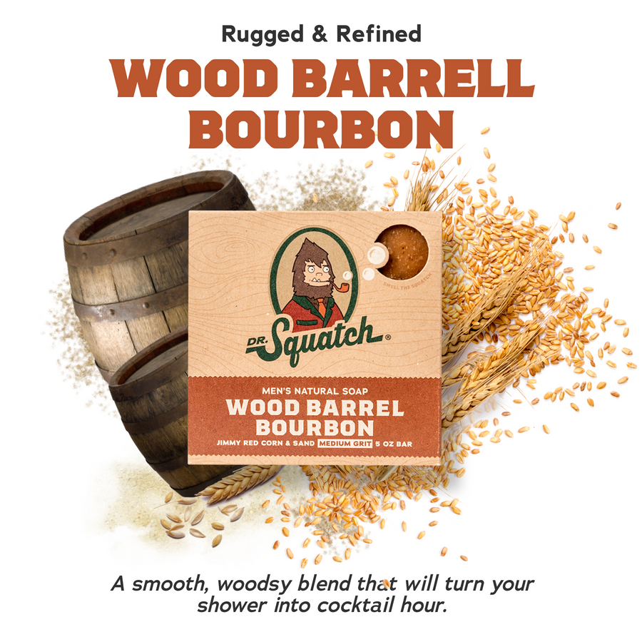 4-Pack Wood Barrel Bourbon Natural Bar Soap W4