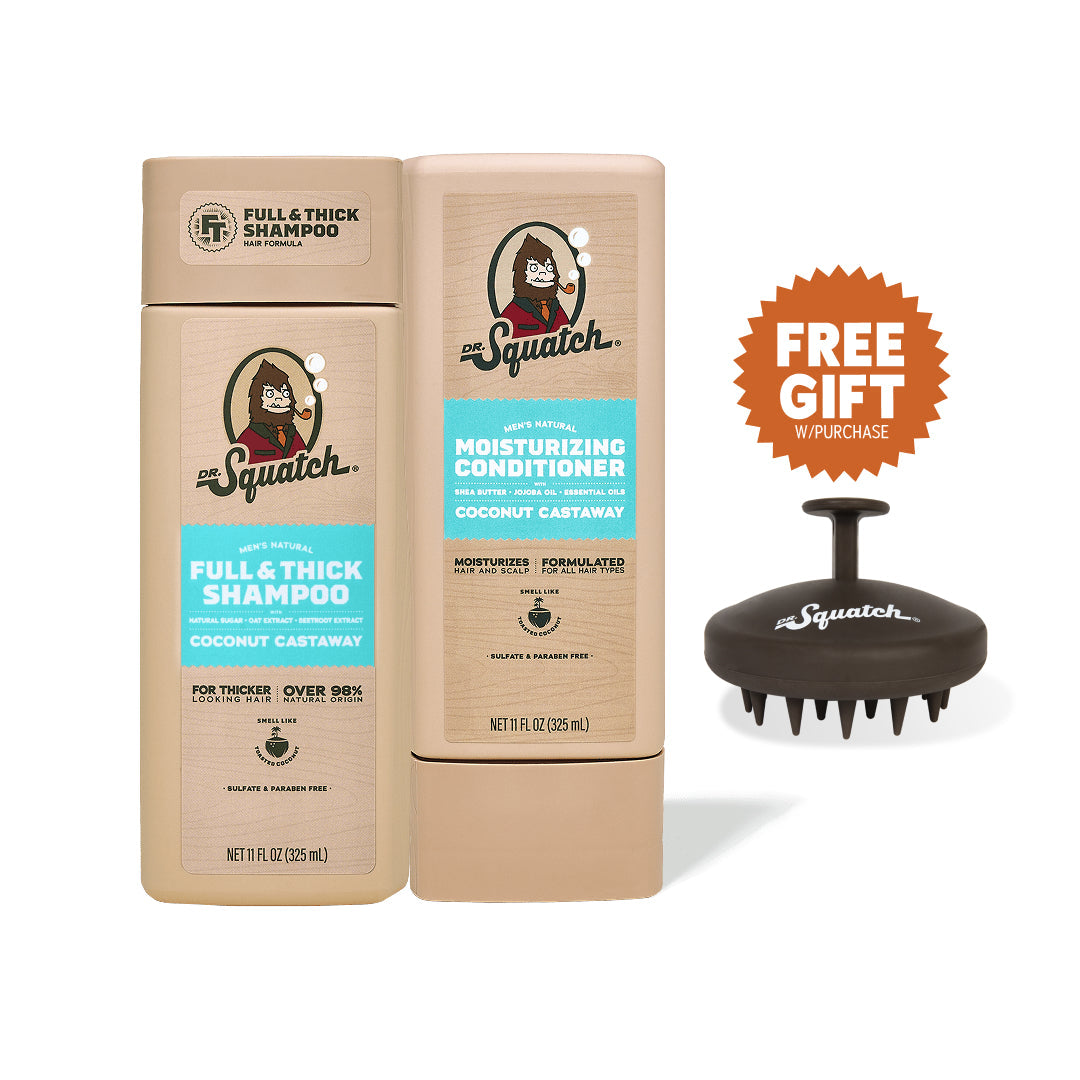 Hair Care Kit + Free Scalp Scrubber | Full & Thick Shampoo | Moisturizing Conditioner | Natural Products for Men G9