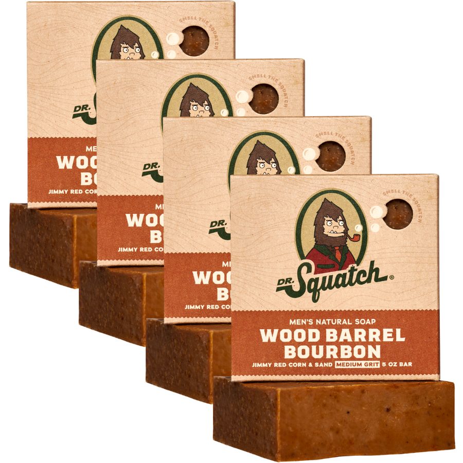 4-Pack Wood Barrel Bourbon Natural Bar Soap W4